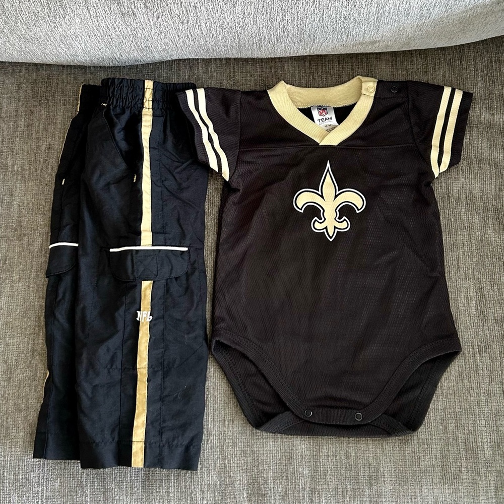 NFL New Orleans Saints Black & Gold 12m Jersey and Windbreaker Pants 🖤⚜️🏈